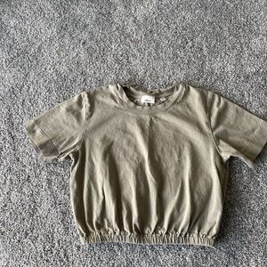 Wilfred Aritzia crop top elastic waist olive green sz xxs